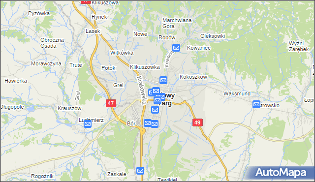 mapa Nowego Targu, Nowy Targ na mapie Targeo