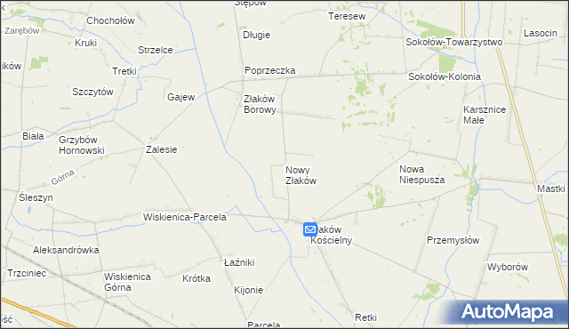 mapa Nowy Złaków, Nowy Złaków na mapie Targeo