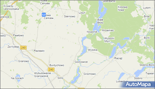 mapa Objezierze gmina Chojnice, Objezierze gmina Chojnice na mapie Targeo