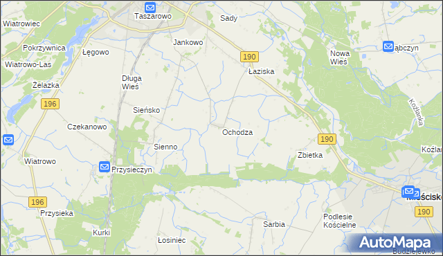 mapa Ochodza gmina Wągrowiec, Ochodza gmina Wągrowiec na mapie Targeo