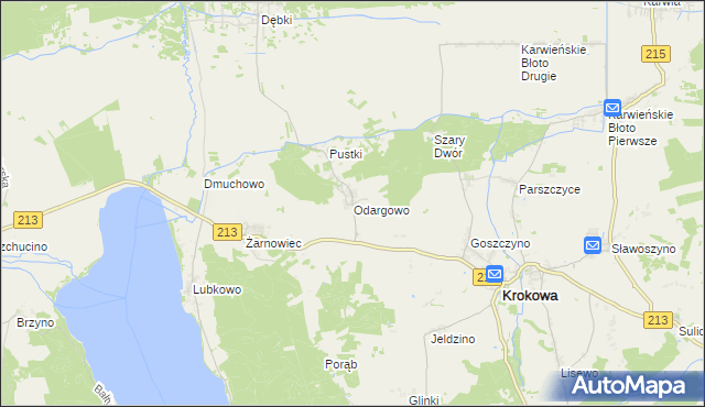 mapa Odargowo gmina Krokowa, Odargowo gmina Krokowa na mapie Targeo