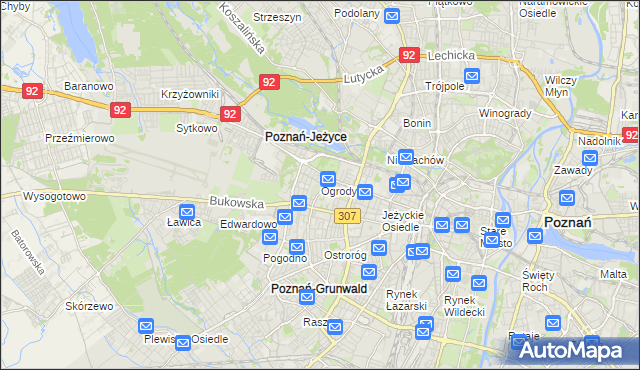 mapa Ogrody gmina Poznań, Ogrody gmina Poznań na mapie Targeo