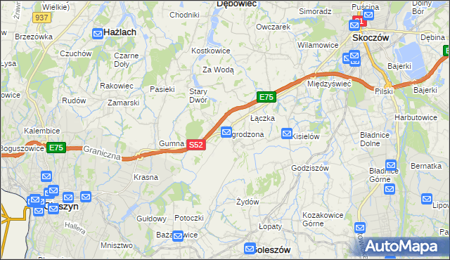 mapa Ogrodzona gmina Dębowiec, Ogrodzona gmina Dębowiec na mapie Targeo
