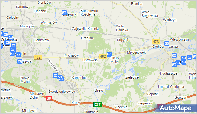 mapa Okup Wielki, Okup Wielki na mapie Targeo