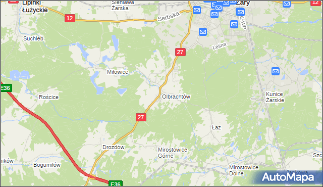 mapa Olbrachtów, Olbrachtów na mapie Targeo