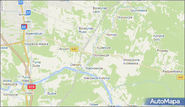 mapa Olchowicze, Olchowicze na mapie Targeo
