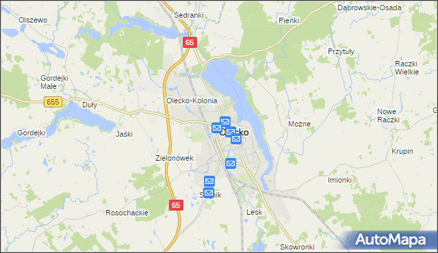 mapa Olecko, Olecko na mapie Targeo
