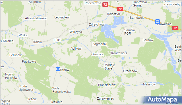 mapa Oleśnica gmina Dalików, Oleśnica gmina Dalików na mapie Targeo