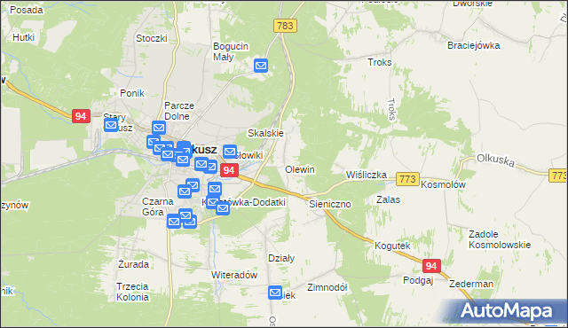 mapa Olewin gmina Olkusz, Olewin gmina Olkusz na mapie Targeo