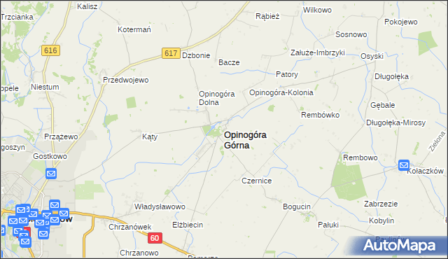 mapa Opinogóra Górna, Opinogóra Górna na mapie Targeo