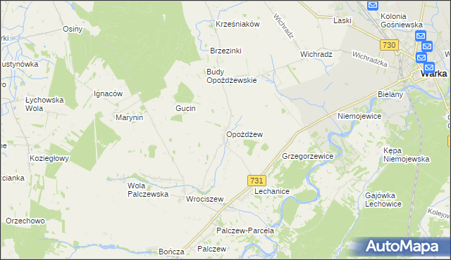 mapa Opożdżew, Opożdżew na mapie Targeo