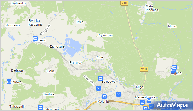 mapa Orle gmina Wejherowo, Orle gmina Wejherowo na mapie Targeo
