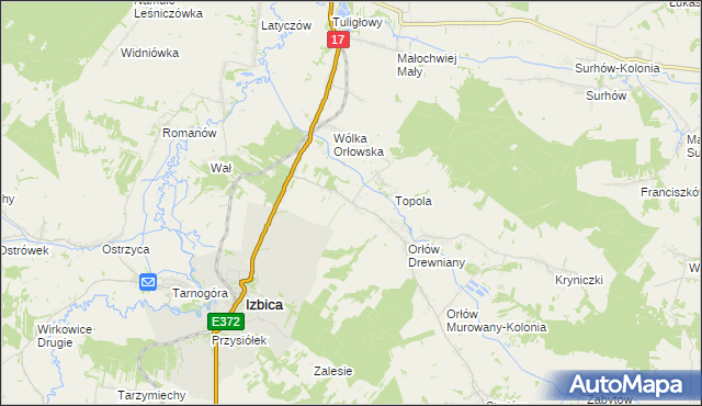 mapa Orłów Drewniany-Kolonia, Orłów Drewniany-Kolonia na mapie Targeo