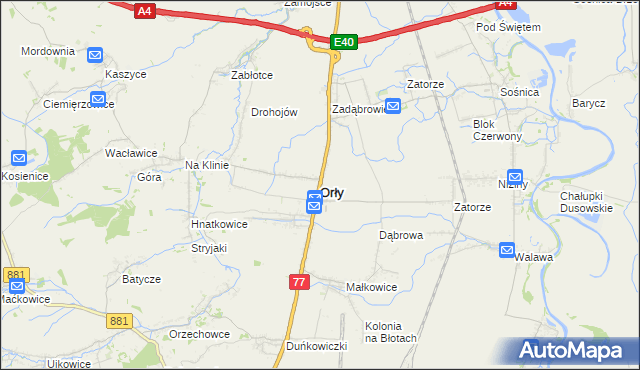 mapa Orły powiat przemyski, Orły powiat przemyski na mapie Targeo