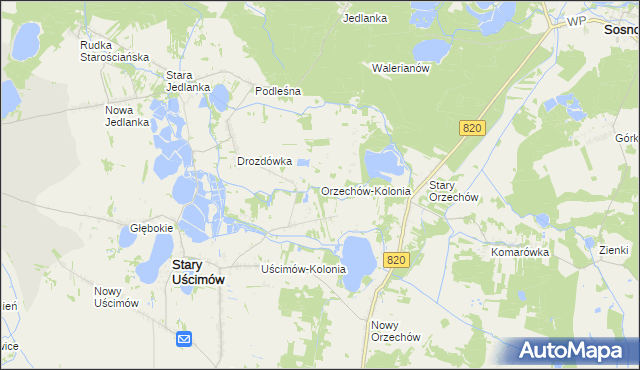 mapa Orzechów-Kolonia, Orzechów-Kolonia na mapie Targeo