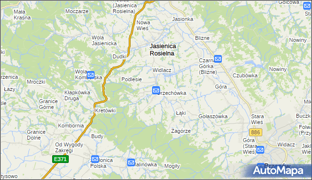 mapa Orzechówka gmina Jasienica Rosielna, Orzechówka gmina Jasienica Rosielna na mapie Targeo