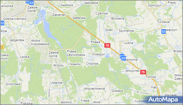 mapa Orzeszyn, Orzeszyn na mapie Targeo