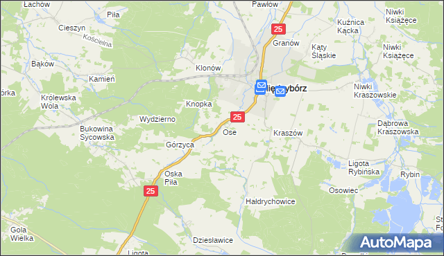 mapa Ose, Ose na mapie Targeo