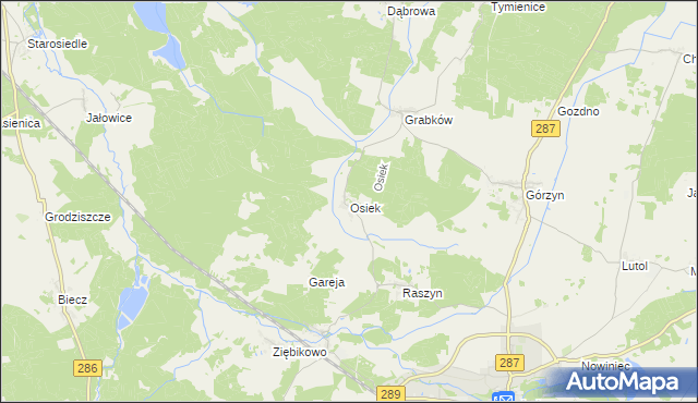 mapa Osiek gmina Lubsko, Osiek gmina Lubsko na mapie Targeo