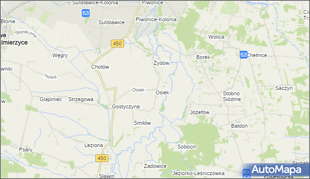 mapa Osiek gmina Nowe Skalmierzyce, Osiek gmina Nowe Skalmierzyce na mapie Targeo