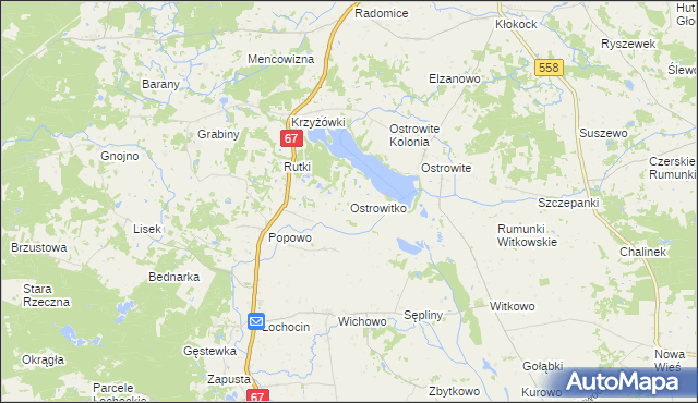 mapa Ostrowitko, Ostrowitko na mapie Targeo