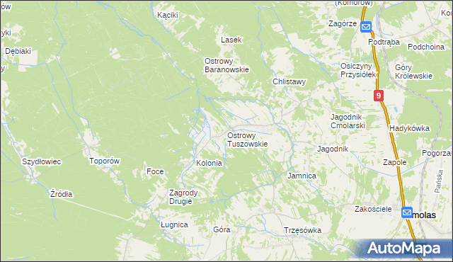 mapa Ostrowy Tuszowskie, Ostrowy Tuszowskie na mapie Targeo