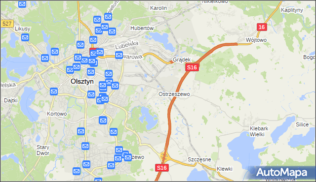 mapa Ostrzeszewo, Ostrzeszewo na mapie Targeo