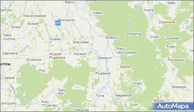 mapa Oświęcim gmina Doruchów, Oświęcim gmina Doruchów na mapie Targeo