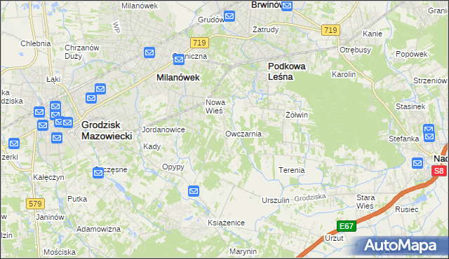 mapa Owczarnia gmina Brwinów, Owczarnia gmina Brwinów na mapie Targeo