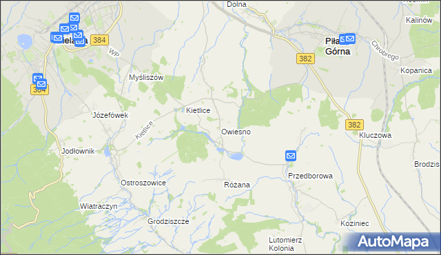 mapa Owiesno, Owiesno na mapie Targeo