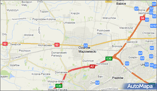 mapa Ożarów Mazowiecki, Ożarów Mazowiecki na mapie Targeo