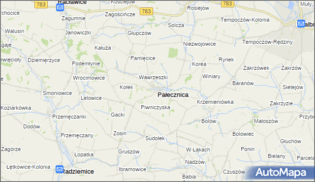 mapa Pałecznica powiat proszowicki, Pałecznica powiat proszowicki na mapie Targeo