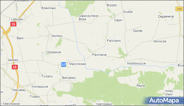 mapa Parchanie, Parchanie na mapie Targeo