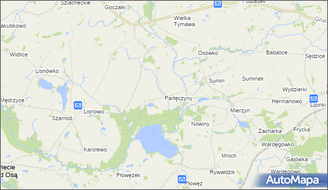 mapa Partęczyny, Partęczyny na mapie Targeo
