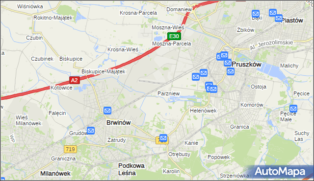 mapa Parzniew, Parzniew na mapie Targeo