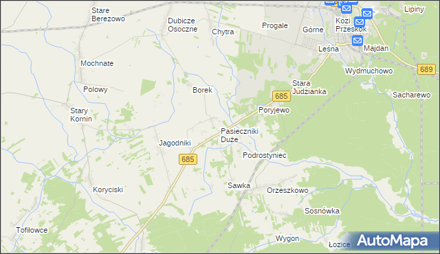 mapa Pasieczniki Duże, Pasieczniki Duże na mapie Targeo