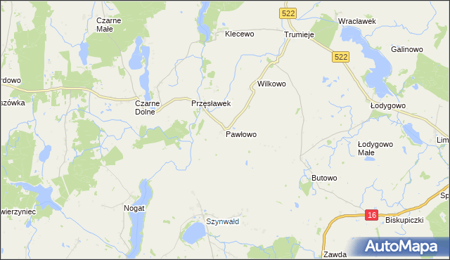 mapa Pawłowo gmina Gardeja, Pawłowo gmina Gardeja na mapie Targeo