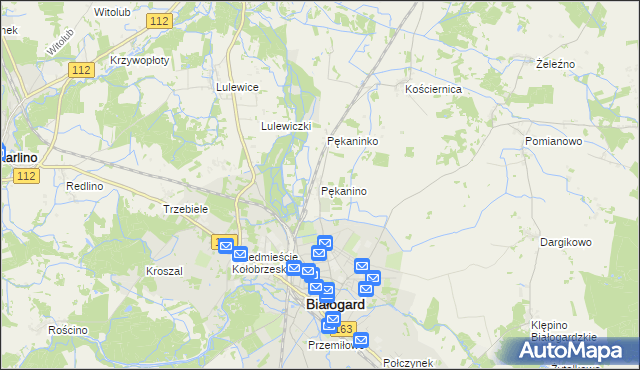 mapa Pękanino gmina Białogard, Pękanino gmina Białogard na mapie Targeo