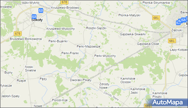 mapa Perki-Wypychy, Perki-Wypychy na mapie Targeo