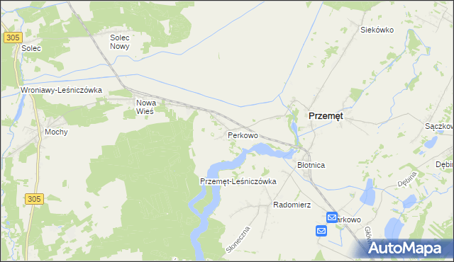 mapa Perkowo gmina Przemęt, Perkowo gmina Przemęt na mapie Targeo