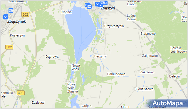 mapa Perzyny gmina Zbąszyń, Perzyny gmina Zbąszyń na mapie Targeo