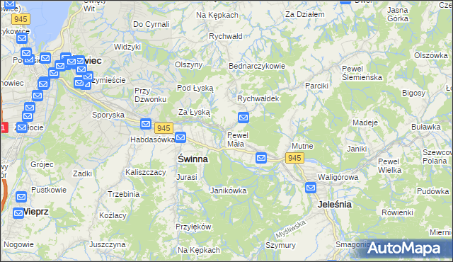 mapa Pewel Mała, Pewel Mała na mapie Targeo