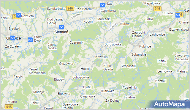 mapa Pewelka, Pewelka na mapie Targeo