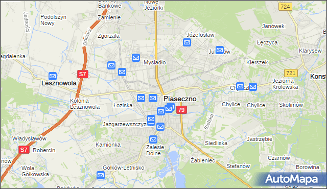 mapa Piaseczno, Piaseczno na mapie Targeo