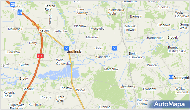 mapa Piaseczno gmina Jedlińsk, Piaseczno gmina Jedlińsk na mapie Targeo