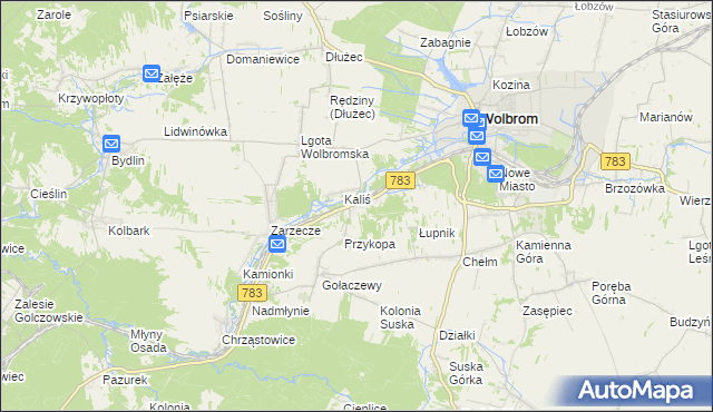 mapa Piaski gmina Wolbrom, Piaski gmina Wolbrom na mapie Targeo