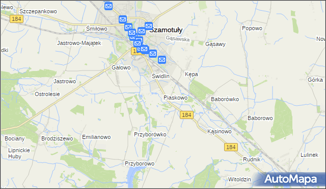 mapa Piaskowo gmina Szamotuły, Piaskowo gmina Szamotuły na mapie Targeo