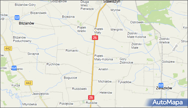 mapa Piątek Mały-Kolonia, Piątek Mały-Kolonia na mapie Targeo