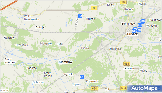 mapa Pieńki gmina Klembów, Pieńki gmina Klembów na mapie Targeo