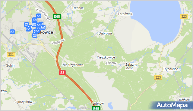 mapa Pieszkowice, Pieszkowice na mapie Targeo